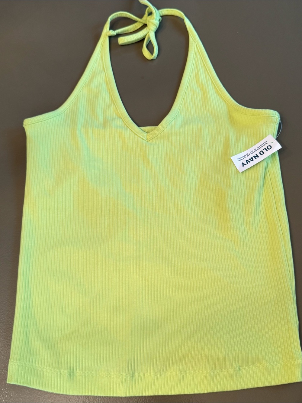 Old Navy Women's Green/Yellow Ribbed Halter Neck Tank Top